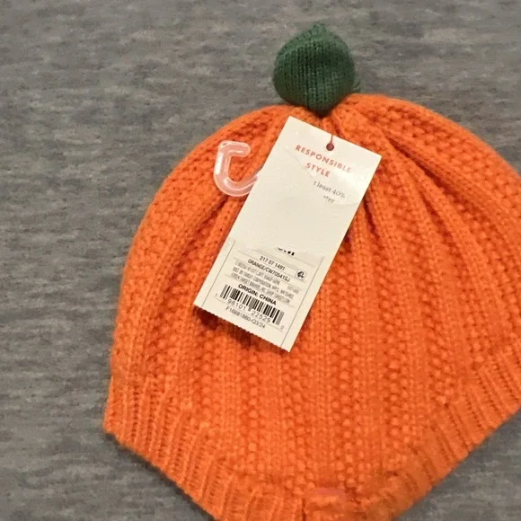 Cat & Jack Baby Halloween Pumpkin‎ Hat Stretch & Spider Web Hair Clips Bows New - Picture 5 of 13